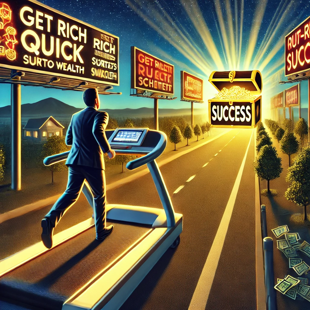 Christian man on the treadmill of life hoping to find success.