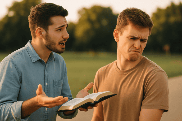 image of a young man not liking the counsel he is receiving from a pastor