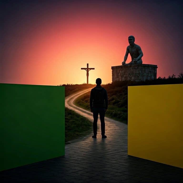 Silhouette of a person choosing between Ba’al worship and the cross, symbolizing spiritual allegiance