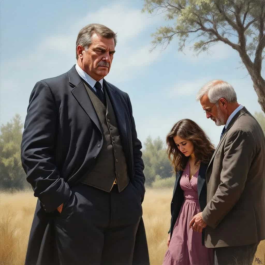 Pastor with stern expression as a husband and wife walk away looking hurt, symbolizing church hurt from failed leadership.