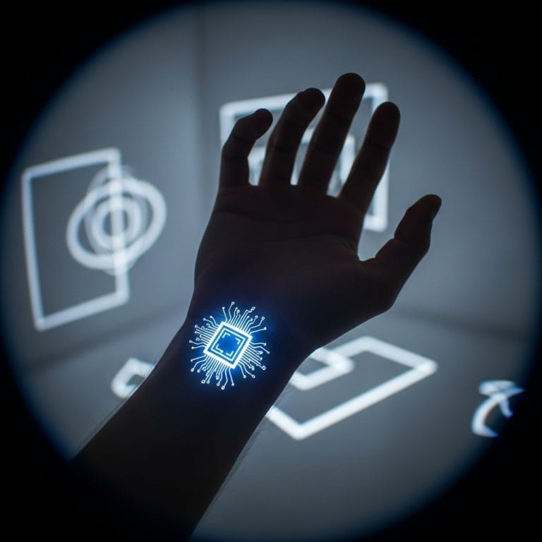Hand with glowing digital mark on the wrist, symbolizing enforced loyalty in an AI one world order.