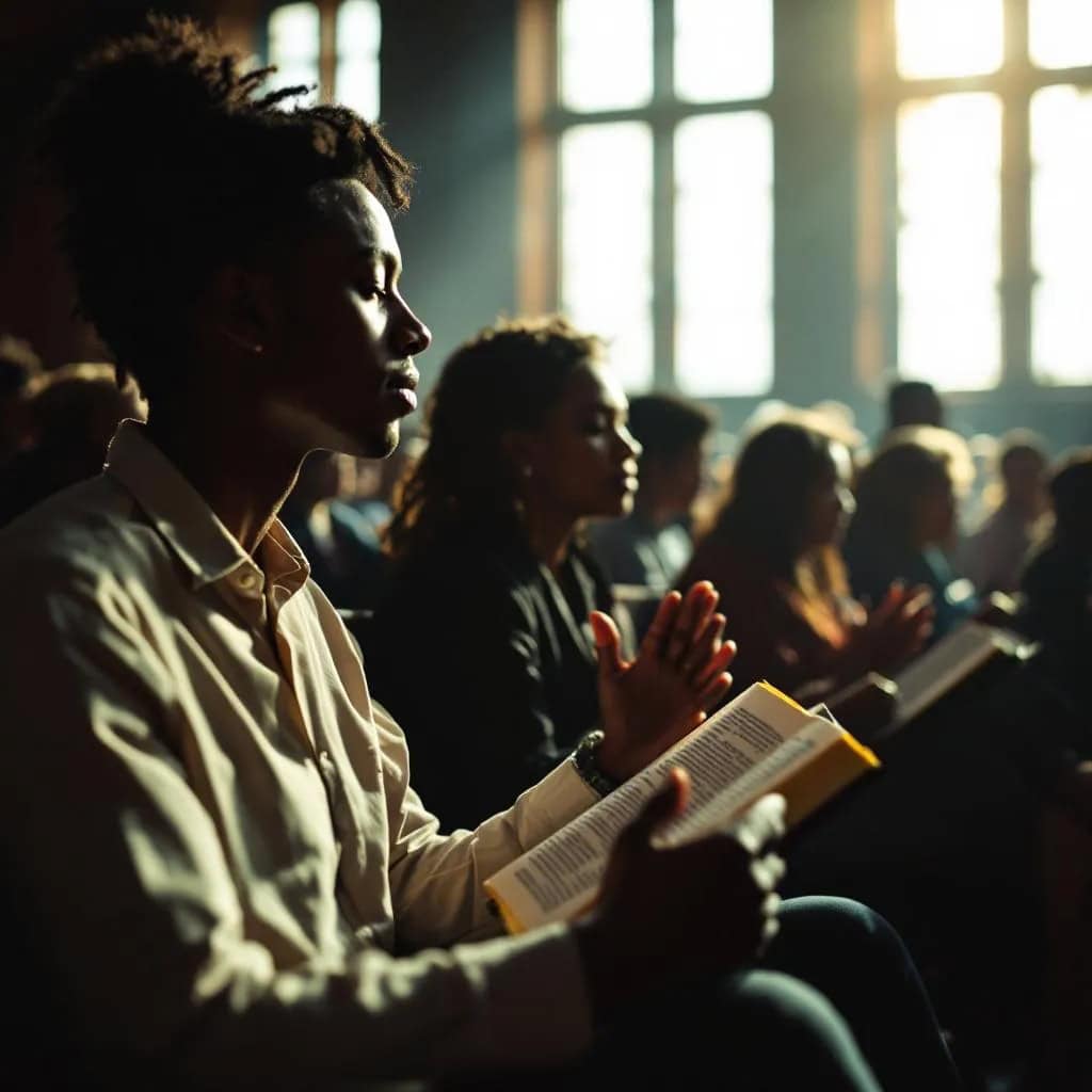Church members listening to a sermon and studying Scripture together—showing that teaching and learning are vital forms of worship.