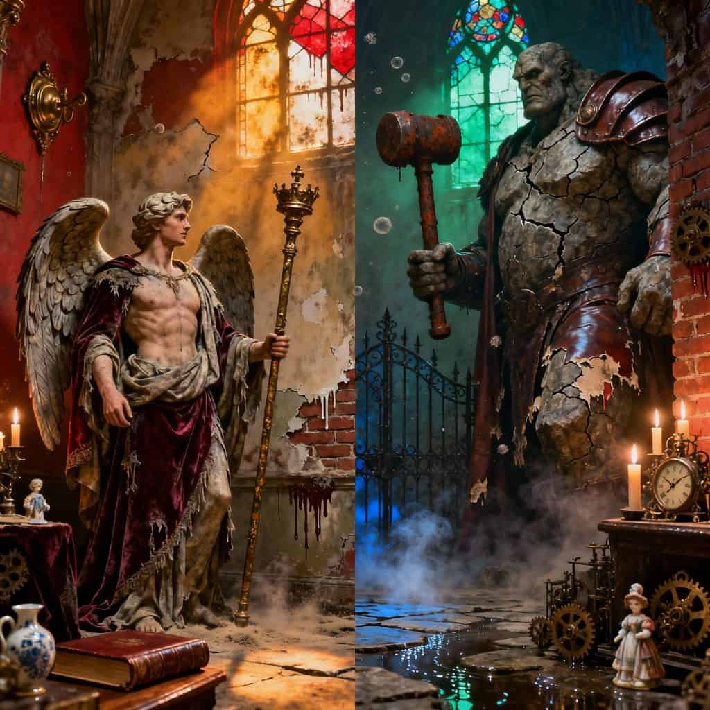 image showing a strong angel and giant showing the possible difference between the mighty men of old
