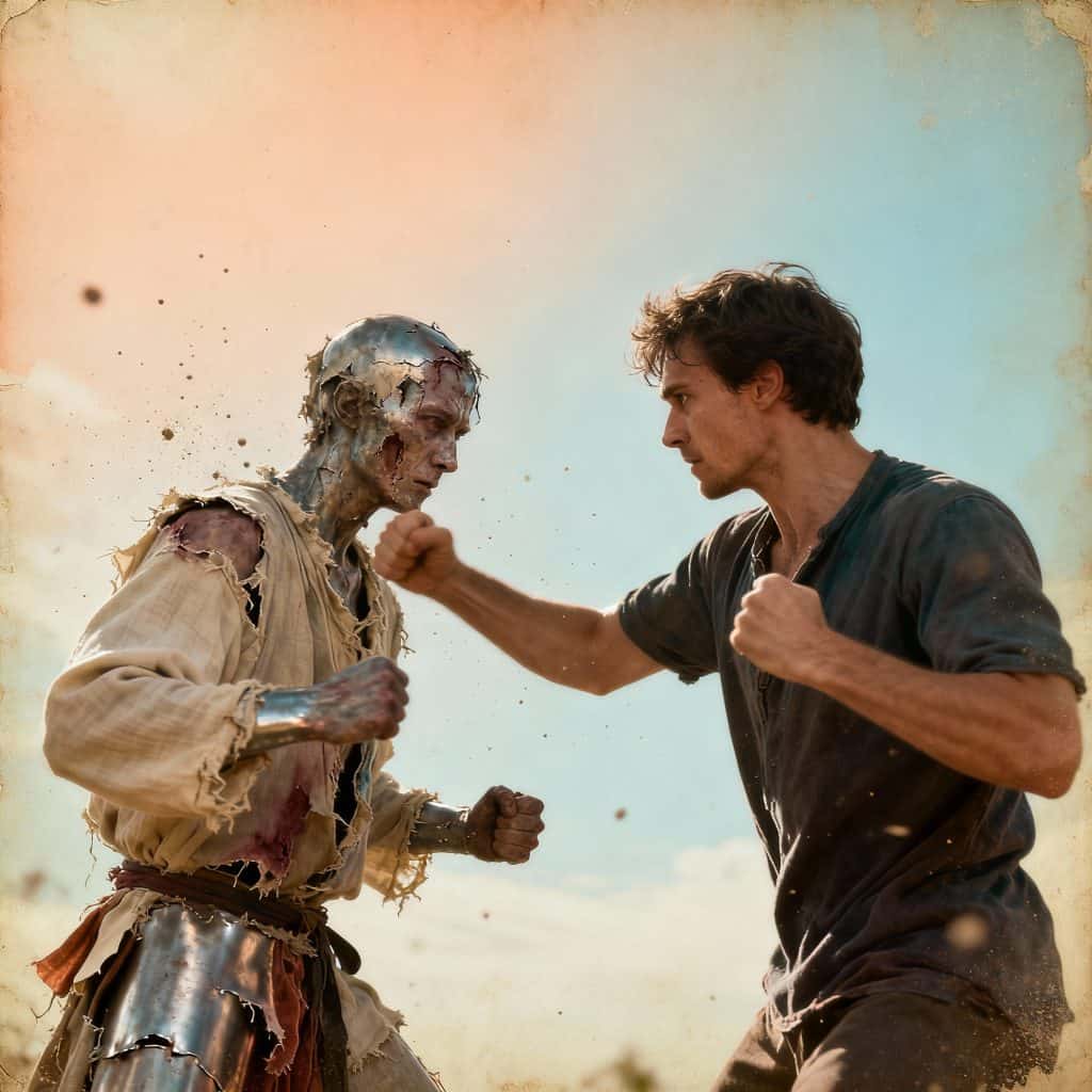 image of a Christian fighting the inner man of sin