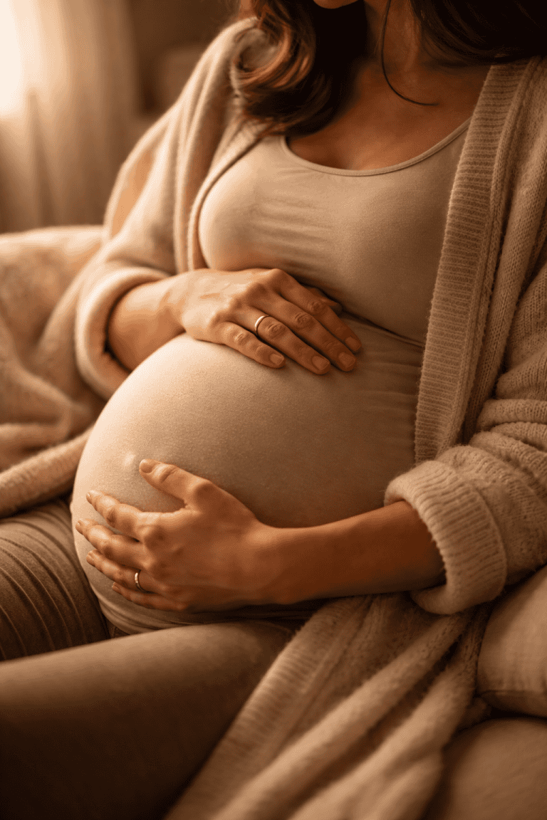 Pregnant woman cradling her belly representing when does the Bible say life begins and the sanctity of unborn life