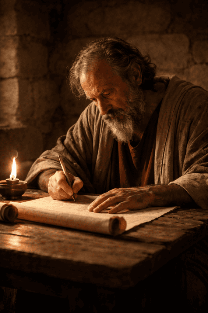 Paul writing Romans 9 — the definitive biblical text in the free will vs predestination debate