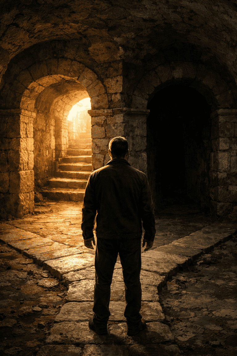 what does the Bible say about free will - an image of a man facing the two choices