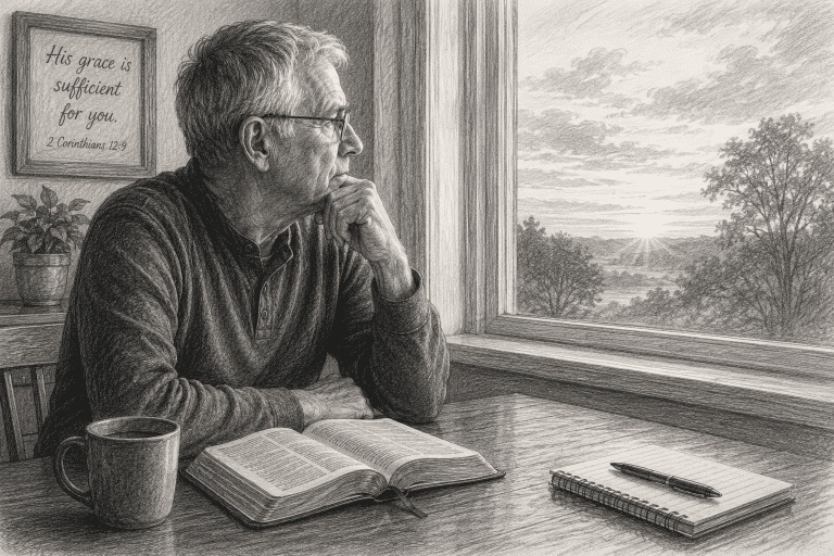 Christian man looking out his window and wondering what a new creation in CHrist means